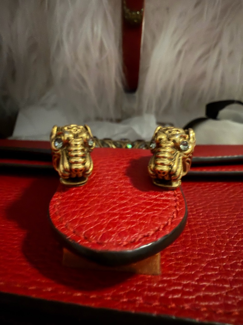 Gucci Dionysus Red Leather Medium Shoulder Bag Like New - Picture 14 of 14
